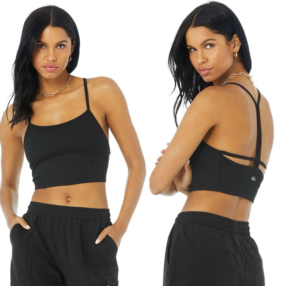 ALO YOGA Ribbed Crop Calm Tank - Black